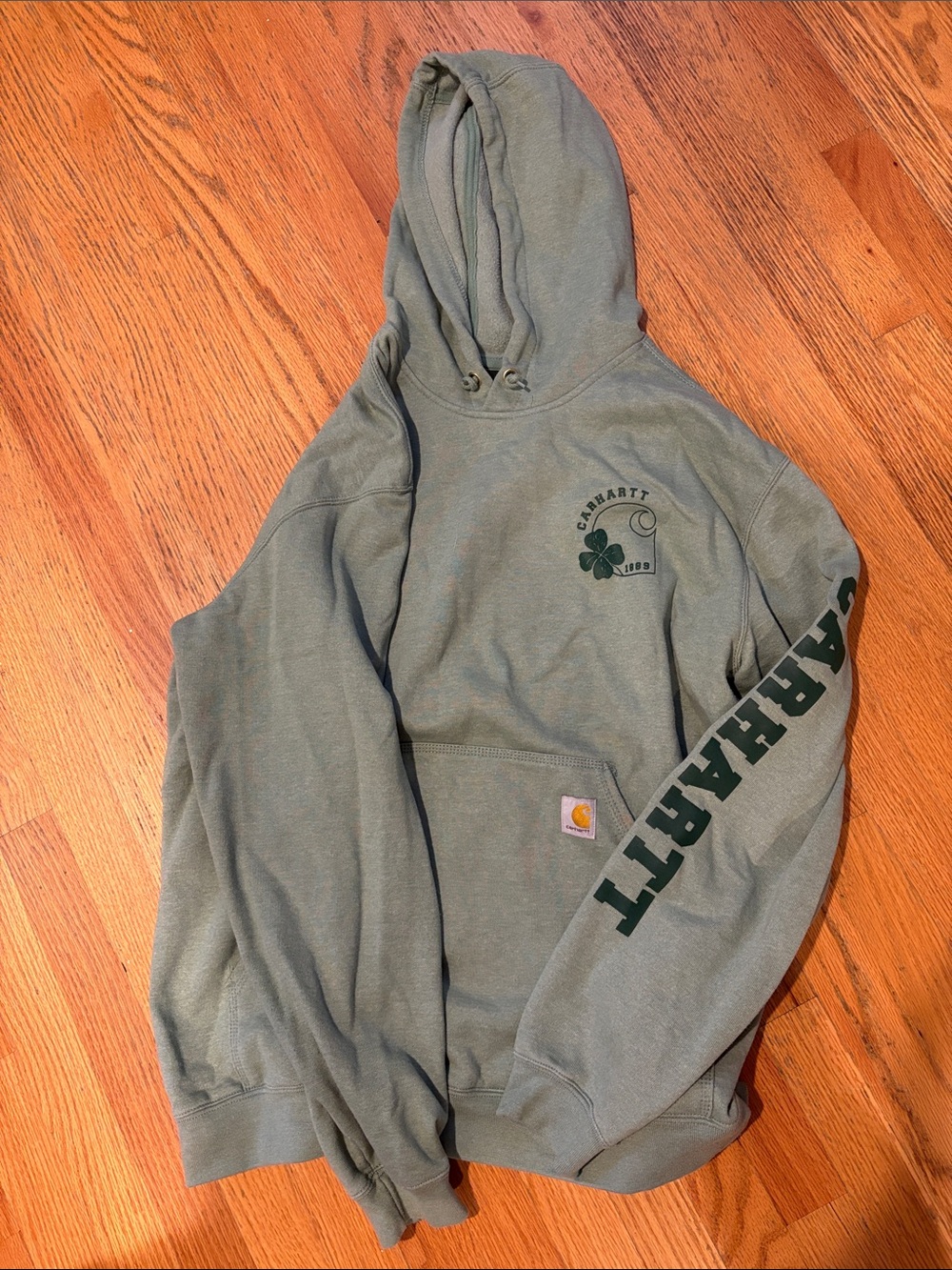 Carhartt Sage Green Hoodie with Sleeve Logo
